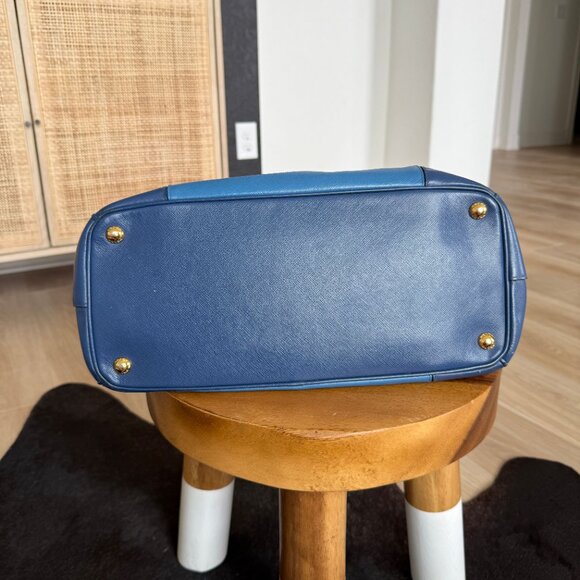 Prada Saffiano Blue Colorblock Tote Bag - Picture 6 of 11